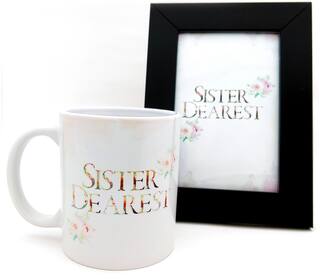 Hot Muggs Rakhi Gift - Sister Dearest Ceramic Mug & Photo Frame