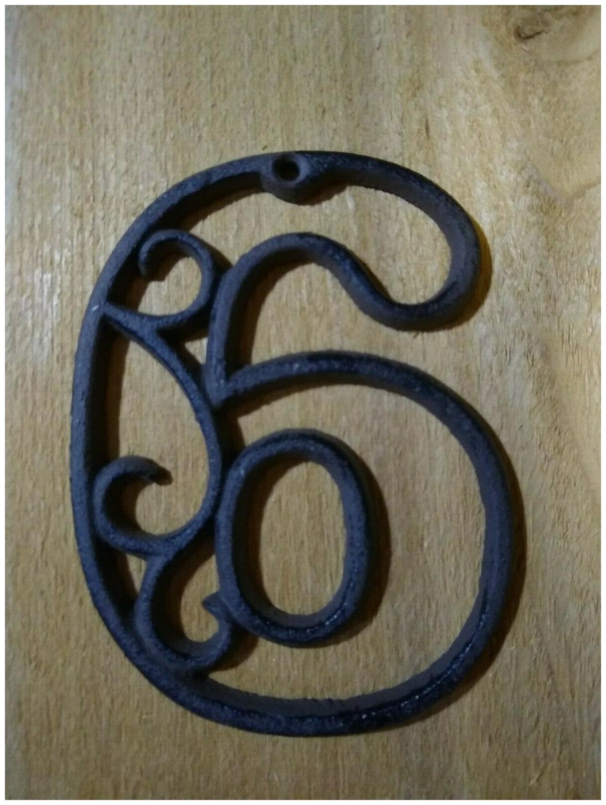 

House Home Wall Decor Numbers 6 Cast Iron Metal Rustic Brown 4 5 Screws