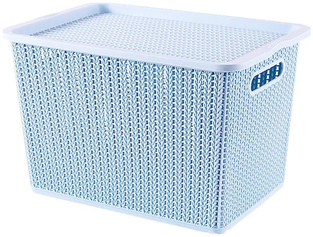 House of Quirk Household Storage Basket Set of 1 for Closet, Office, Garage, Bathroom and More - (Blue)