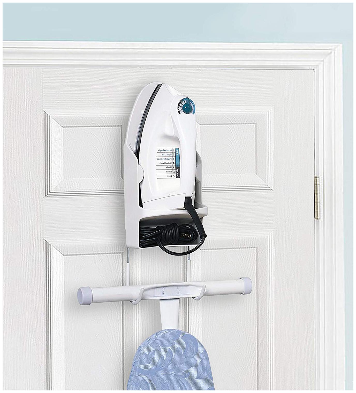 

House of Quirk Iron Holder Wall Mount with Ironing Board Hanger Hooks Heat Resistant Iron Rest for Max 4 75 inch Width Iron