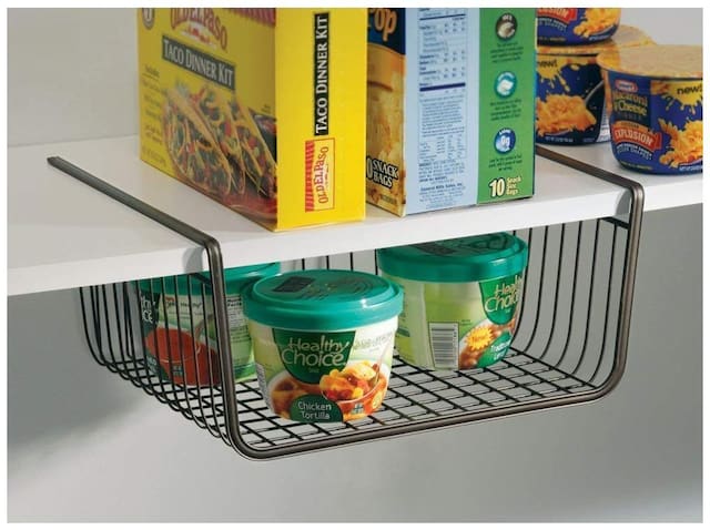 House of Quirk Iron Under Shelf Basket, Black