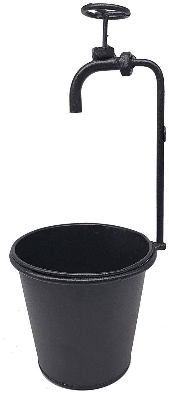 House of Quirk Single Tap Pot Planter Metal Decoration Plants & Herbs - Black