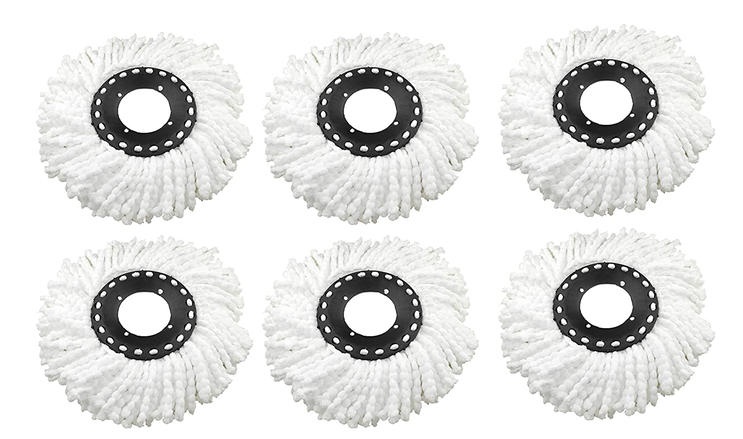 

House of Quirk Microfiber 360 Degree Head Refill for Magic Mop Standard White - Set of 6 Piece