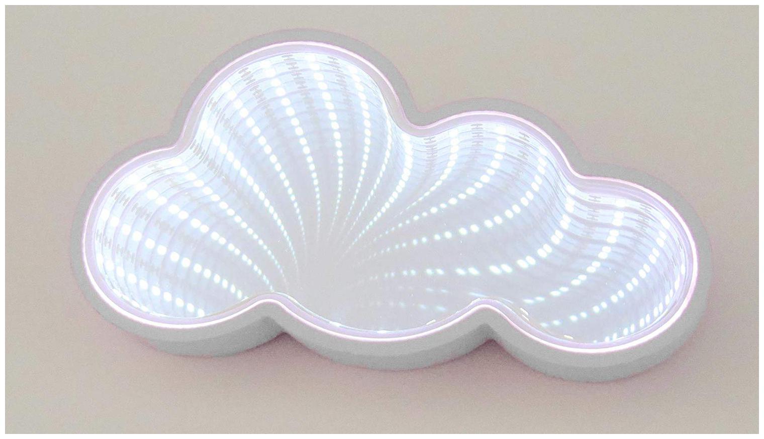 

House of Quirk LED Magic Infinity Tunnel Mirror Cloud Shaped Desk Lights for Kids Office Home Decor - White