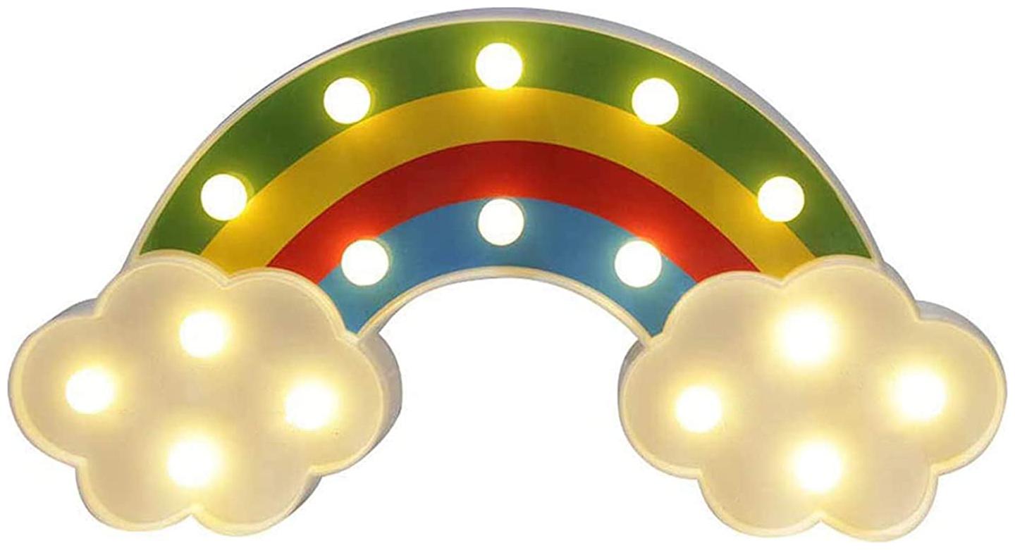 

House of Quirk 3D Rainbow Sign Led Night Light Battery Operated Wall Light Decorative Bedsides Lamp for Girls Boys Christmas Home Decor(Rainbow)