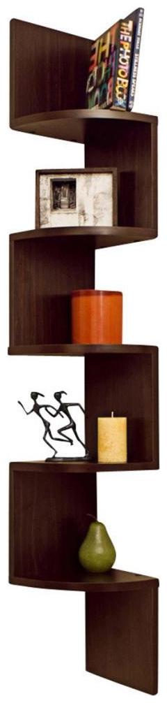 

HOUZIE Zigzag Corner Wall Mount Shelf Unit (Walnut Finish Brown)