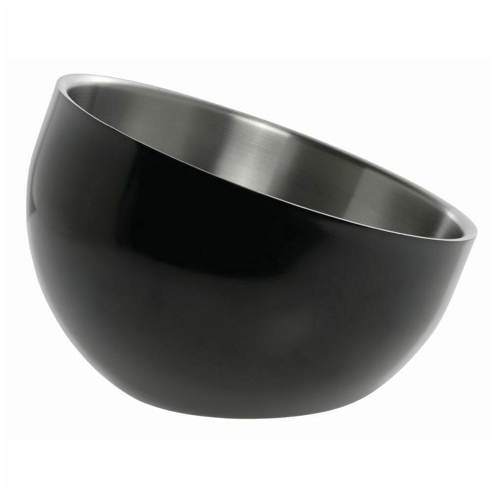 

HUBERT Angled Serving Bowl Black Stainless Steel With Double Walls - 9 1 2 Dia