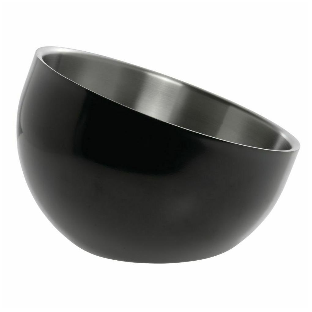 

HUBERT Serving Bowl Black Stainless Steel With Double Walls Angled - 7 Dia