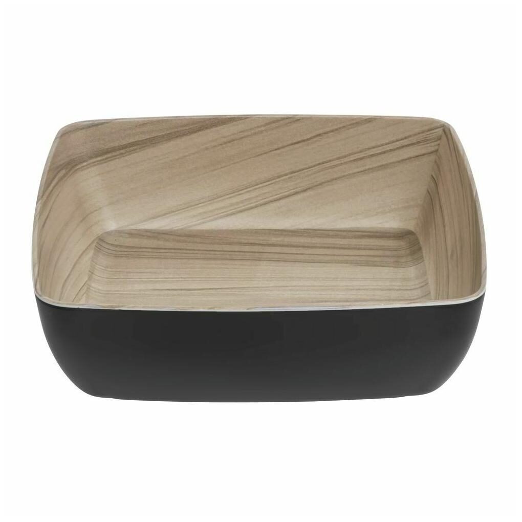 

HUBERT Wood-Look Serving Bowl Black Melamine With Light Wood Inside - 9 7 8 L x