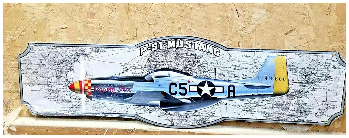 

HUGE 36 world war 2 p51 mustang fighter plane USA STEEL sign British WWII