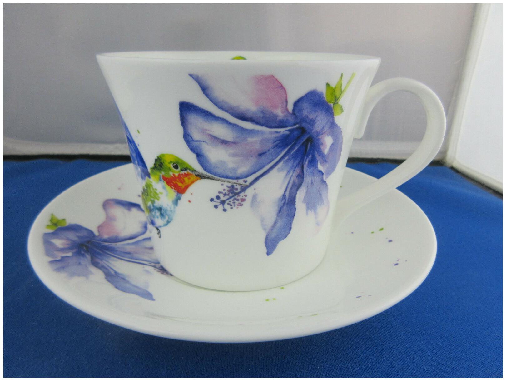 

HUMMING BIRD FINE BONE CHINA BREAKFAST CUP SAUCER ROY KIRKHAM MADE IN ENGLAND
