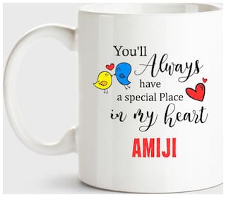 Huppme Amiji Always Have A Special Place In My Heart Love White Coffee Name Ceramic Mug