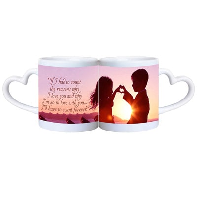 

Huppme Ceramic Heart Handle Mug With Forever Design