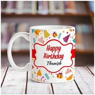 Huppme Happy Birthday Thanish name coffee mug