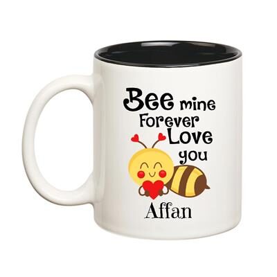 

Huppme Love You Affan Bee mine Forever Inner Black Mug