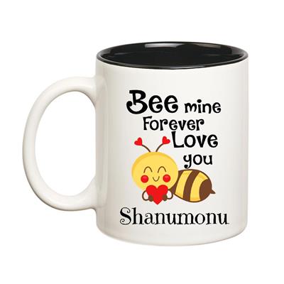 

Huppme Love You Shanumonu Bee mine Forever Inner Black Mug