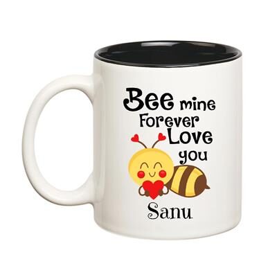 

Huppme Love You Sanu Bee mine Forever Inner Black Mug