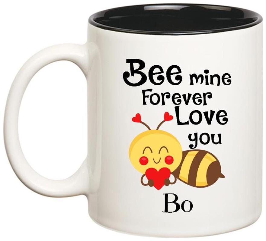 

Huppme Love You Bo Bee mine Forever Inner Black Mug