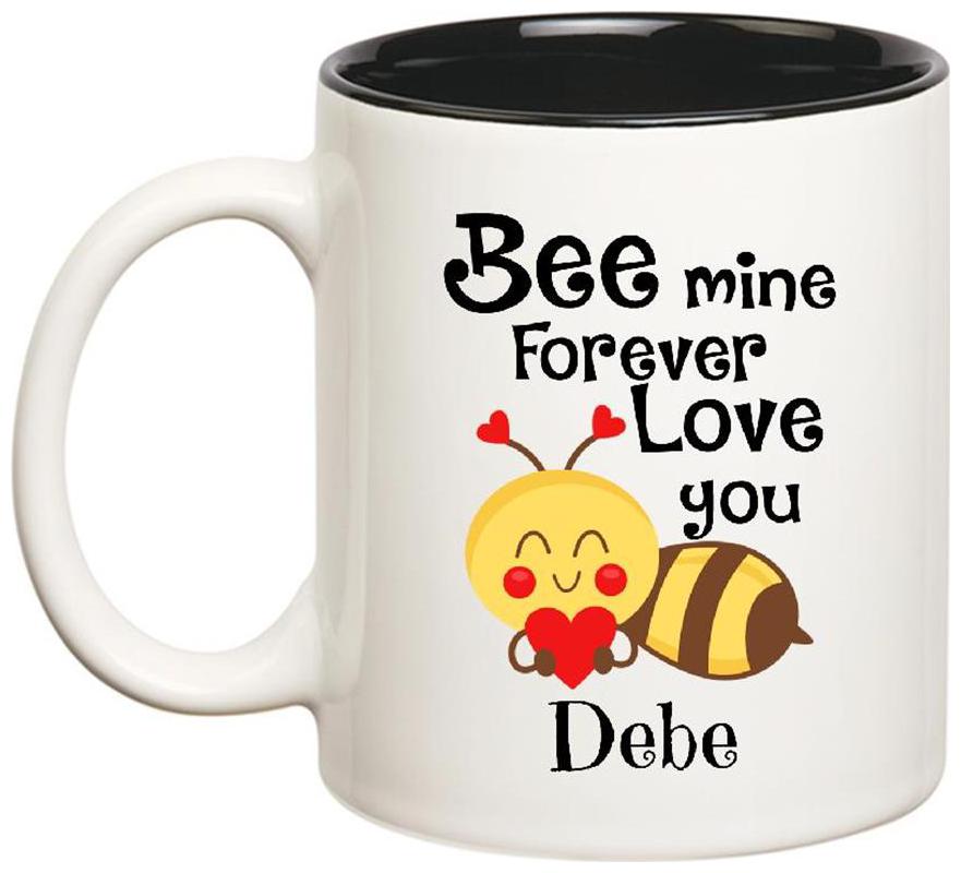 

Huppme Love You Debe Bee mine Forever Inner Black Mug