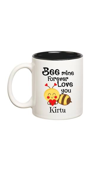 Huppme Love You Kirtu Bee Mine Forever Inner Black Mug Huppme Love You Kirtu Bee Mine Forever Inner Black Mug