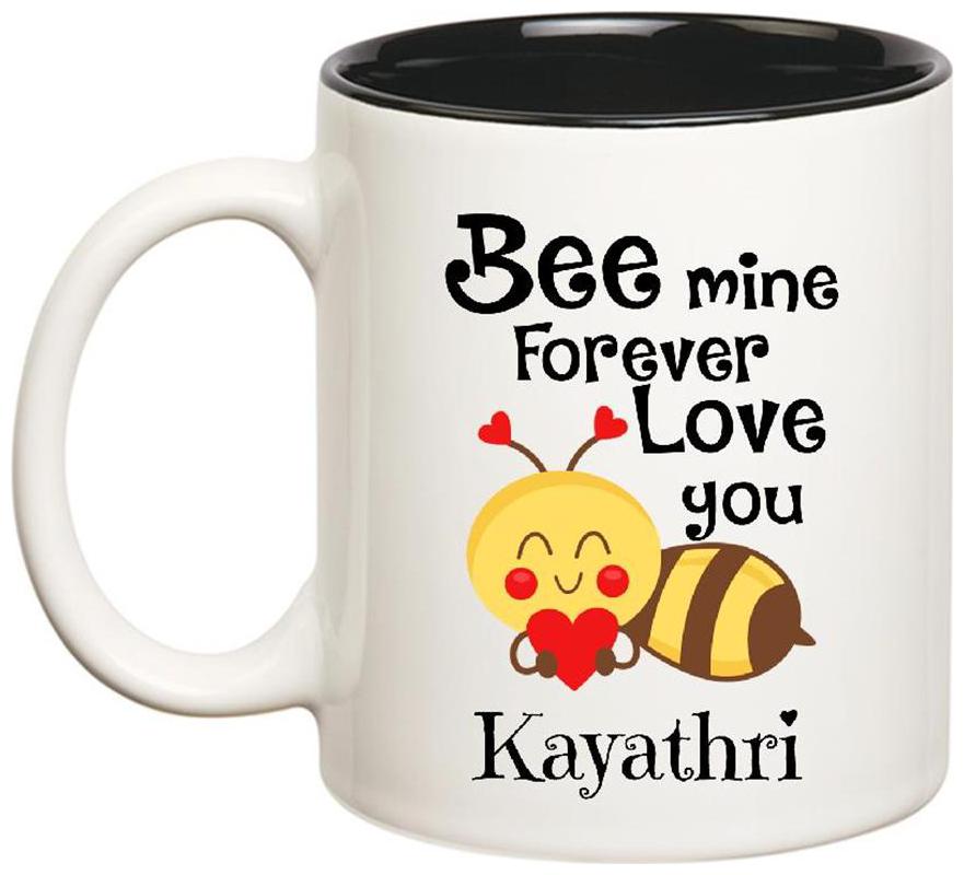

Huppme Love You Kayathri Bee mine Forever Inner Black Mug