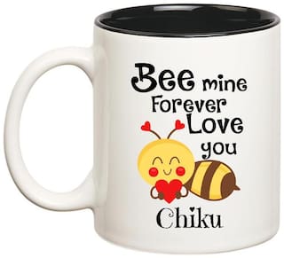 Huppme Love You Chiku Bee mine Forever Inner Black Mug
