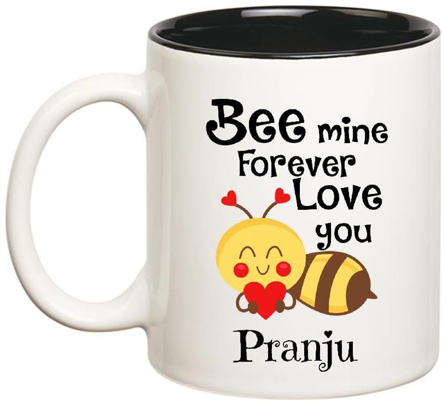

Huppme Love You Pranju Bee mine Forever Inner Black Mug