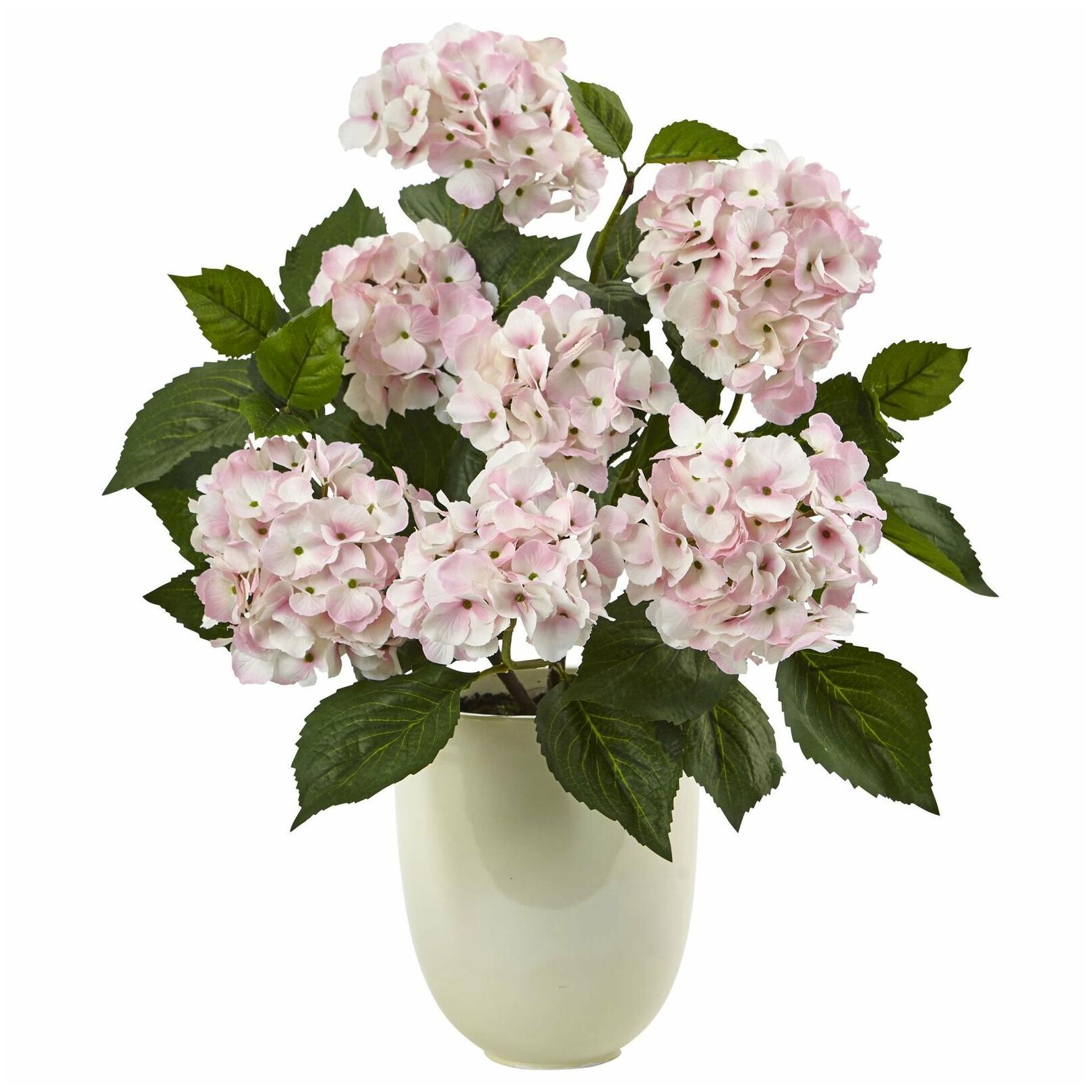 

Hydrangea with White Planter Oriental Geometric Oriental Modern Contemporary