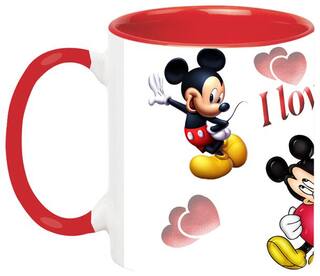 I love Mickey Mouse Ceramic Black Mug by Ashvah-Mug-1718-Red