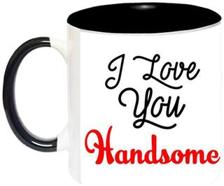 I LOVE U HANDSOME Ceramic Coffee Mug by AshvahTM - MUG874-BLK
