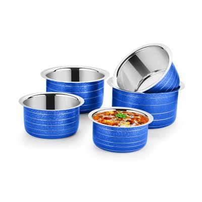 

Ideale Textue Blue 5 pcs induction Base Patila Set