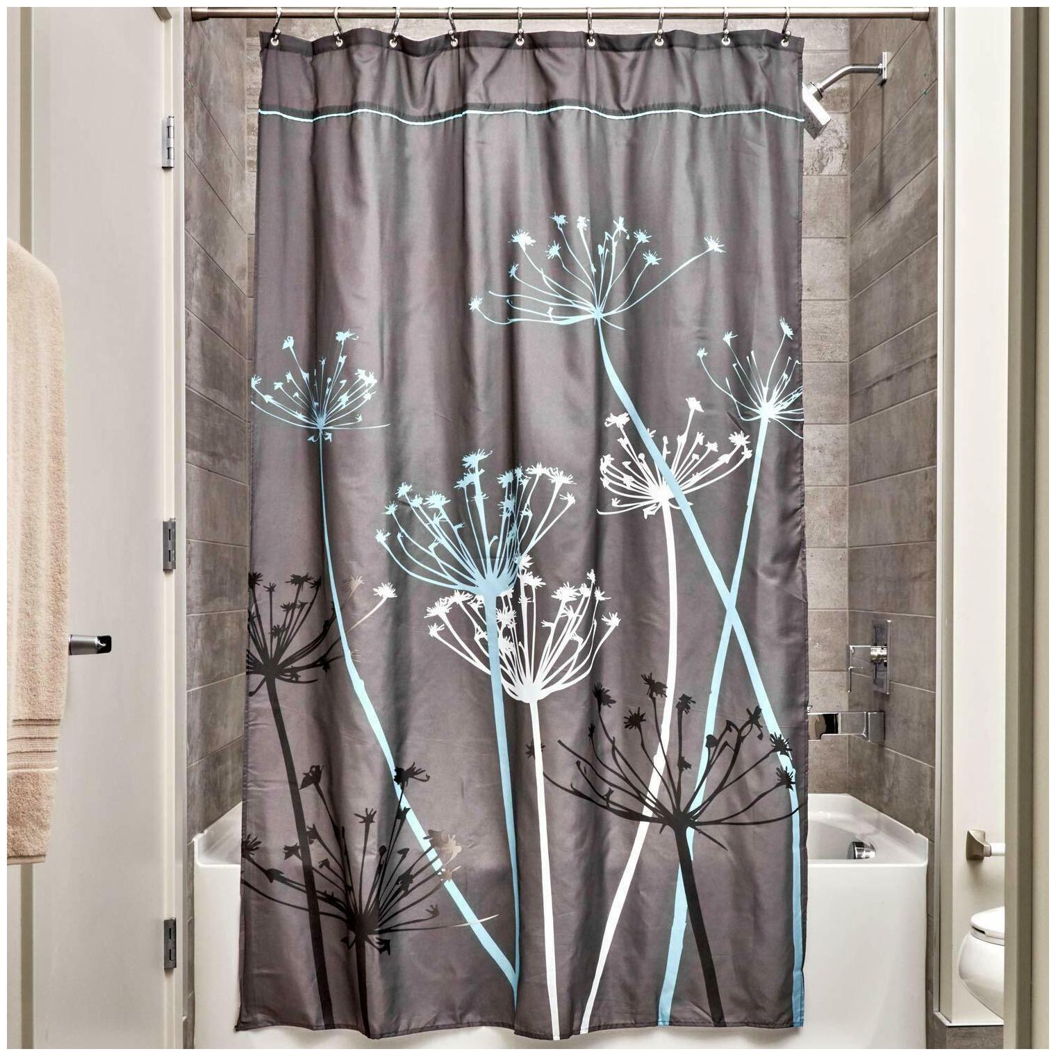 

iDesign Thistle Fabric Shower Curtain Modern Mildew-Resistant Bath Curtain for