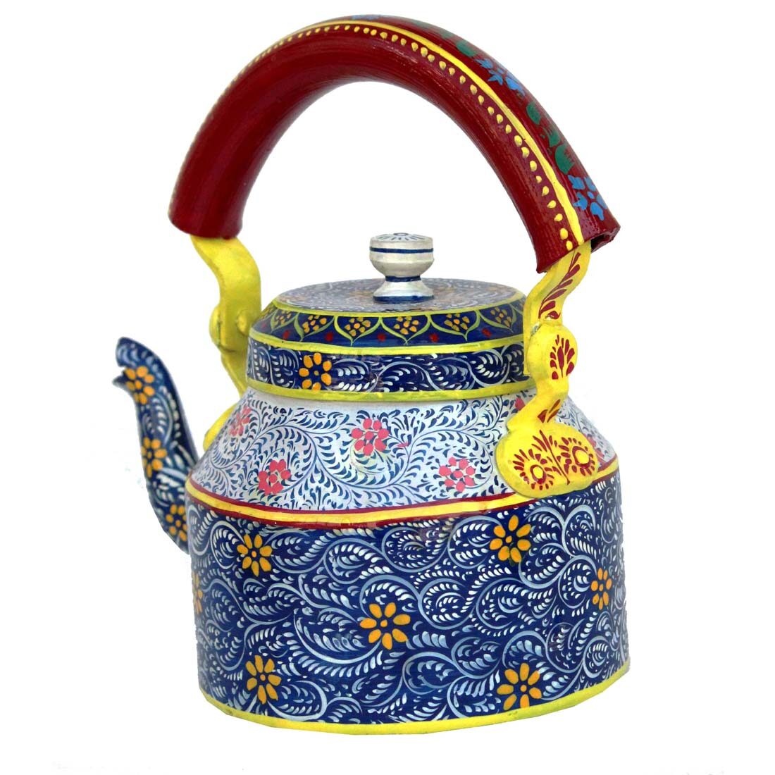 

iHandikart Home Decor And Gift Purpose Aluminium Hand painted Designer Tea Kettle Handicrafts (Royal Degine ) (1 L 22 cm) aluminium For Home Decor Corporate Gift Purpose 5065