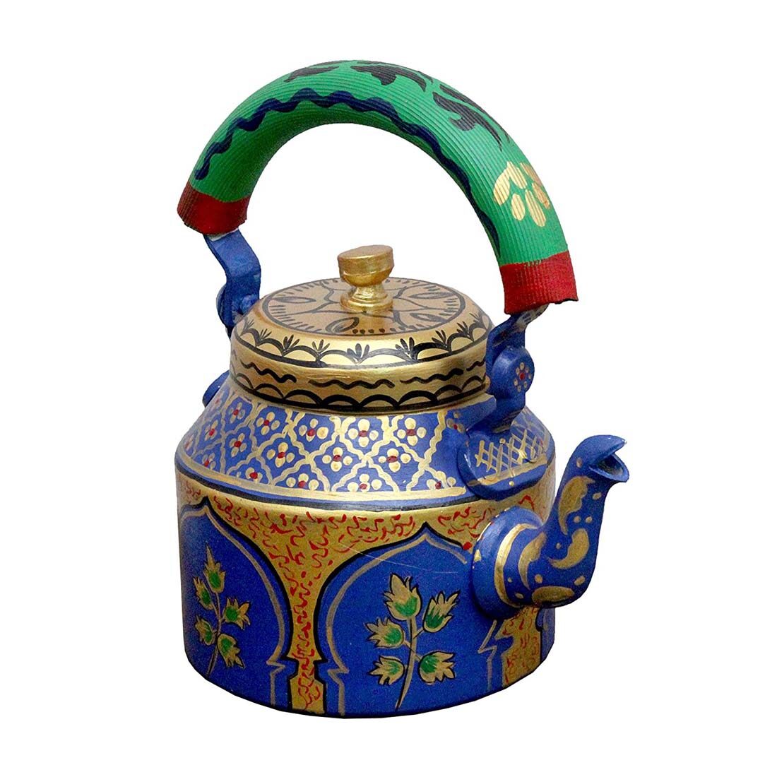 

iHandikart Home Decor Hand painted Designer Multicolour Tea Kettle Handicrafts (Royal Degine ) (1 L 22 cm) aluminium For Home Decor Corporate Gift Purpose 5055