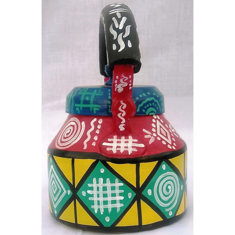 

iHandikart Home Decor Hand painted Designer Multicolour Tea Kettle Handicrafts (Rangoli ) (1 L 22 cm) aluminium For Home Decor Corporate Gift Purpose 5013