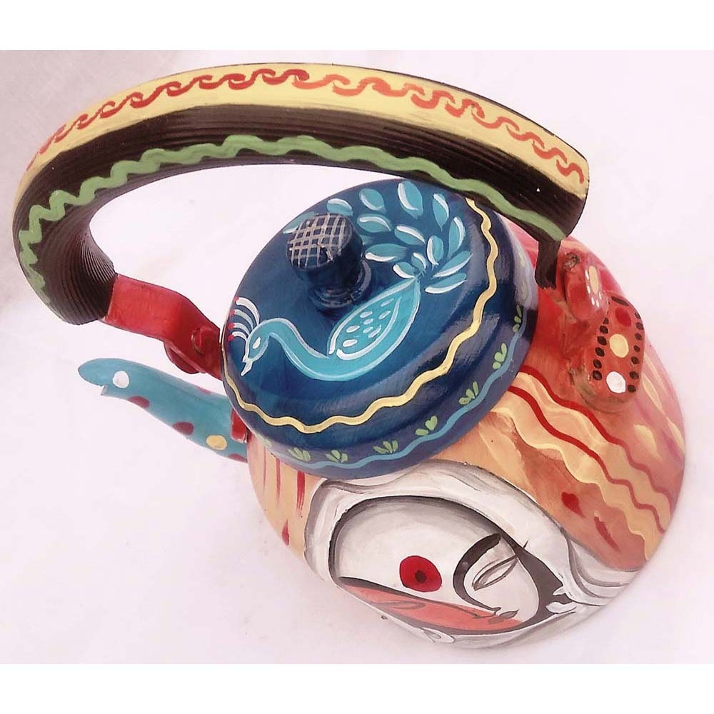 

iHandikart Handpainted Designer Aluminium Tea Kettle Handicrafts (Music Lover ) (1 L 22 cm) aluminium For Home Decor Corporate Gift Purpose 5026