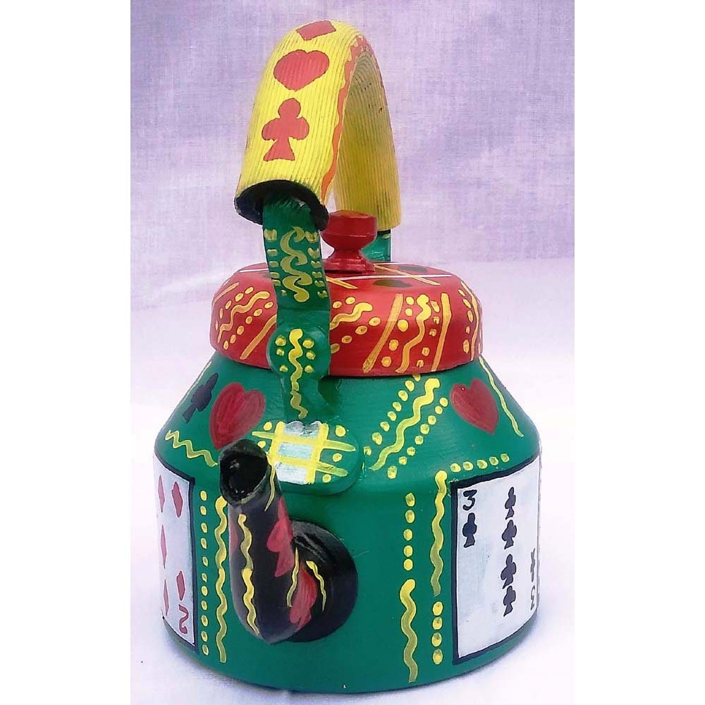 

iHandikart Hand painted Designer Tea Kettle From iHandikart Handicrafts (Playing Cards ) (1 L 22 cm) aluminium For Home Decor Corporate Gift Purpose 5003