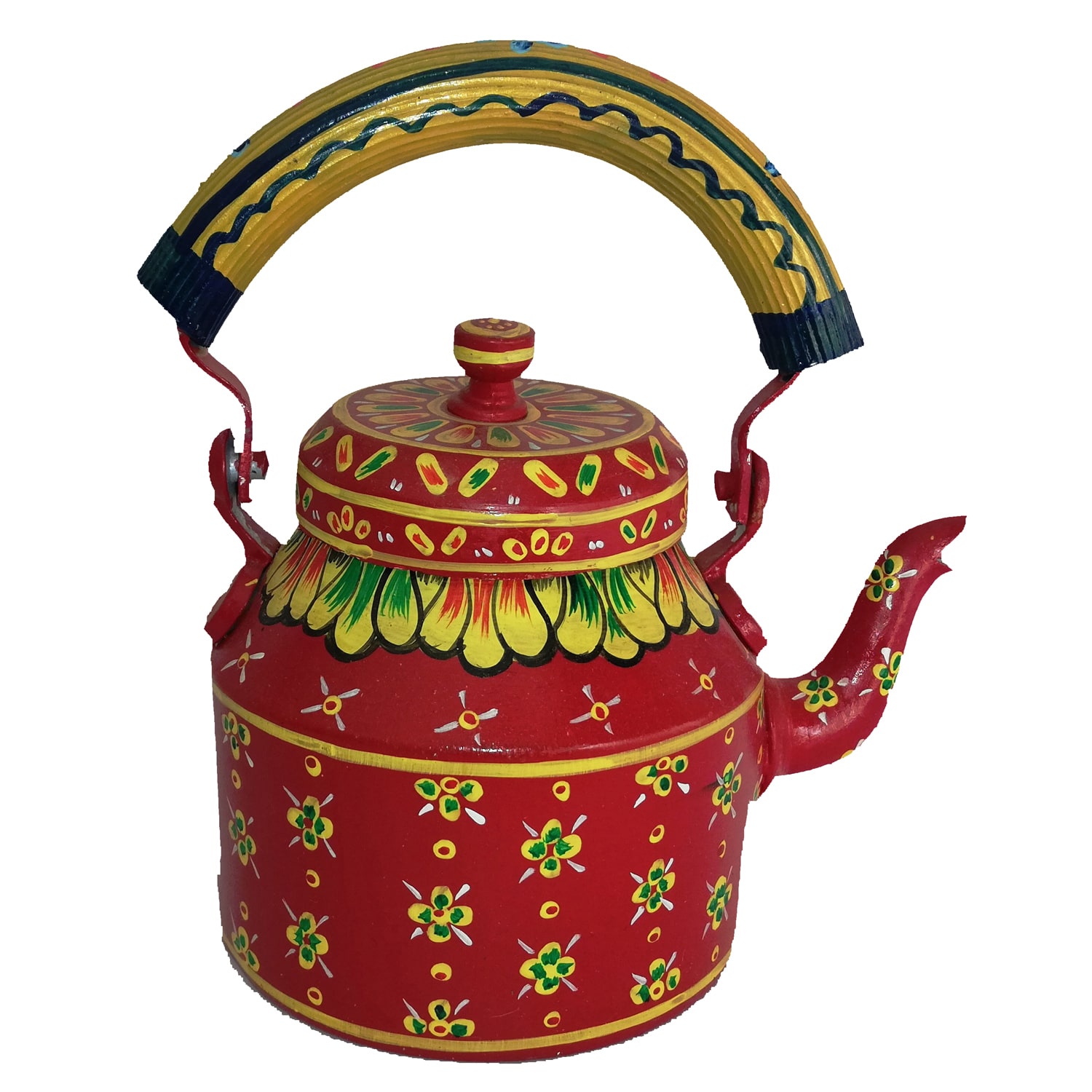 

iHandikart Handpainted Designer Aluminium Tea Kettle Handicrafts (1 L 22 Cm) Aluminium For Home Decor Corporate Gift Purpose (IHK 5114)