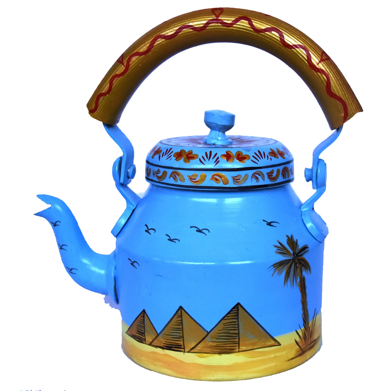 

iHandikart Handpainted Designer Aluminium Tea Kettle Handicrafts (1 L 22 Cm) Aluminium For Home Decor Corporate Gift Purpose (IHK 5105)