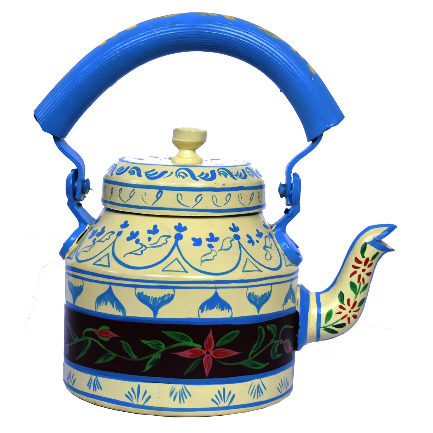 

iHandikart Handpainted Designer Aluminium Tea Kettle Handicrafts (1 L 22 Cm) Aluminium For Home Decor Corporate Gift Purpose (IHK 5097)