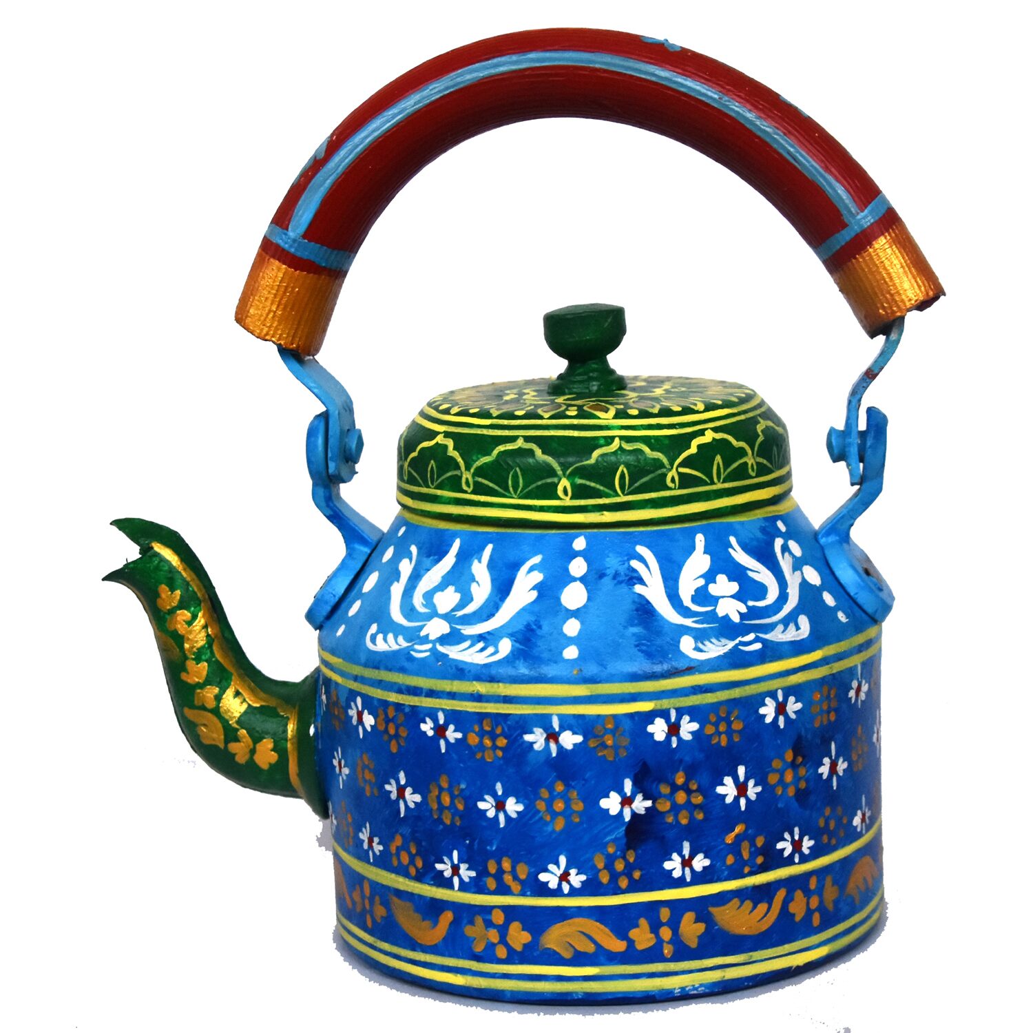 

iHandikart Handpainted Designer Aluminium Tea Kettle Handicrafts (1 L 22 Cm) Aluminium For Home Decor Corporate Gift Purpose (IHK 5103)