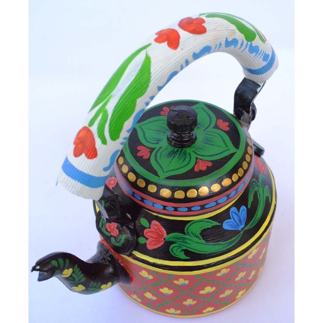 

iHandikart Home Decor Hand painted Designer Multicolour Tea Kettle Handicrafts (Elegent Degine ) (1 L 22 cm) aluminium For Home Decor Corporate Gift Purpose 5053
