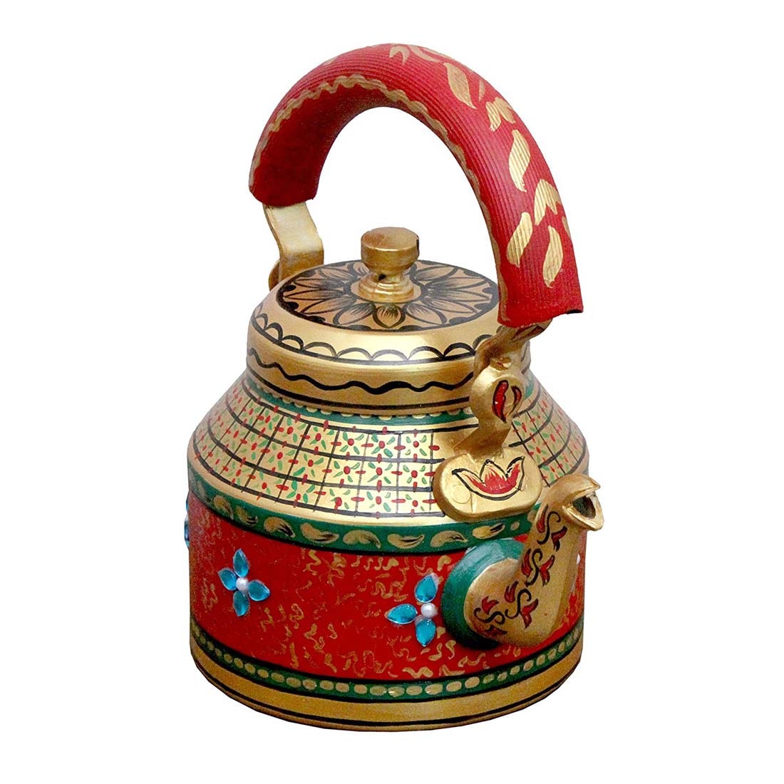 

iHandikart Home Decor Hand painted Designer Multicolour Tea Kettle Handicrafts (Royal Degine ) (1 L 22 cm) aluminium For Home Decor Corporate Gift Purpose 5054