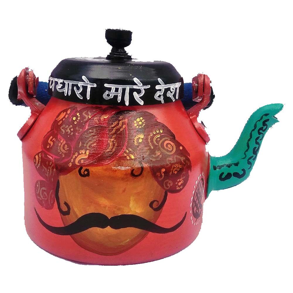 

iHandikart Hand painted Designer Tea Kettle From iHandikart Handicrafts ( Big Flowers painting) (1 L 22 cm) aluminium For Home Decor Corporate Gift Purpose5001