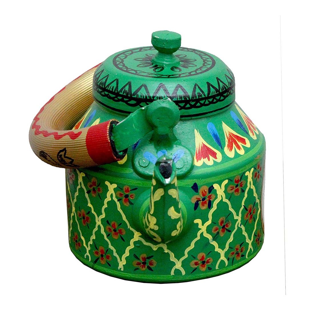 

iHandikart Multicolour Handpainted Designer Tea Kettle From iHandikart Handicrafts (Elegent Degine ) (1 L 22 cm) aluminium For Home Decor Corporate Gift Purpose 5057