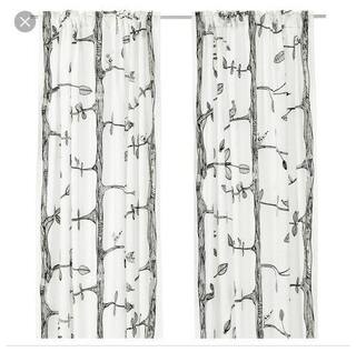 Buy Ikea Eivor Curtains 1 Pair Trees Birds White Black 57 X