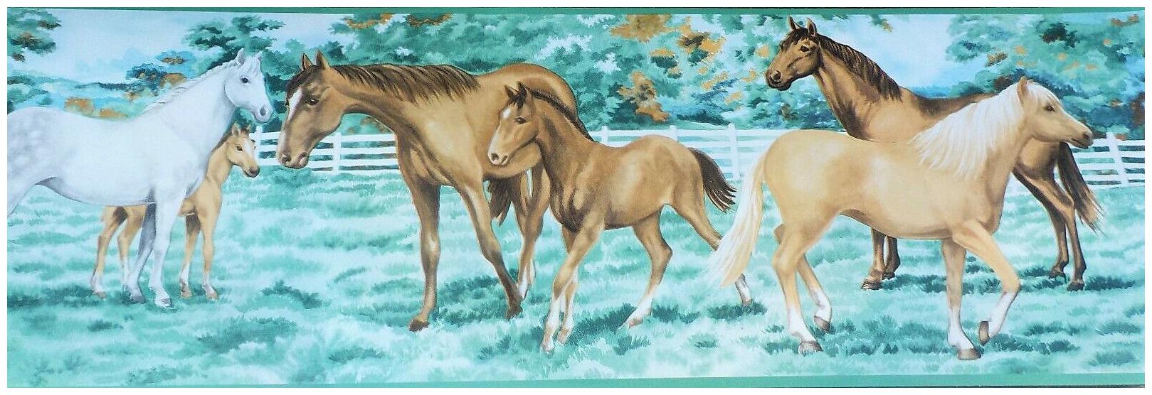 

Imperial Wallcoverings Prepasted Border Horses Farm Pasture Country Ranch - New