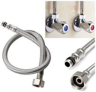 Impoda 1 Pair Stainless Steel Flexible 1/2 inch 60cm Hot Cold Water Supply Hoses Pipes Tubes for Sink Faucet Mixer| One Pair