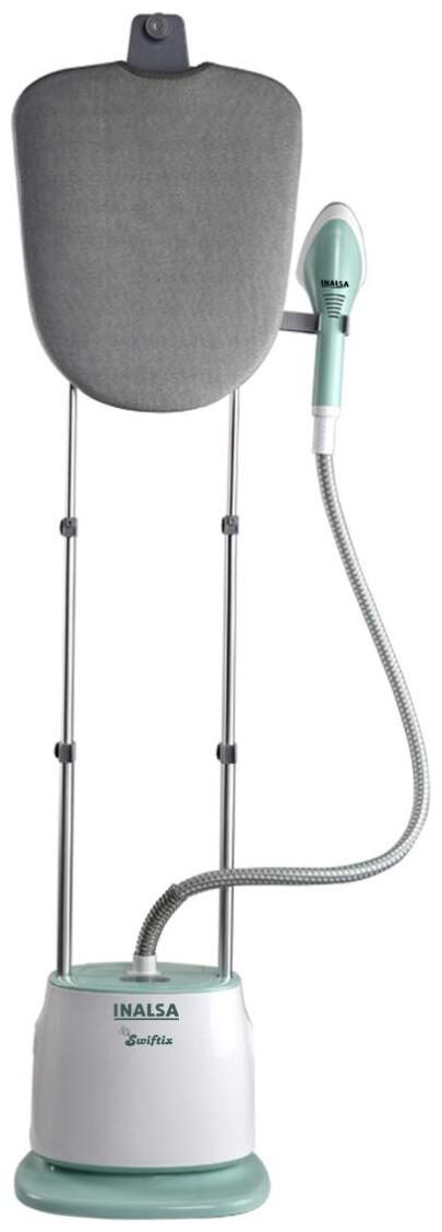 Inalsa Professional Series -Swiftix Garment Steamer-1600W with 1.6L Detachable Water Tank & Multi Angle Ironing Board| 5 Mode Variable Steam Control with Digital Display, Support Mat,(White/Green)