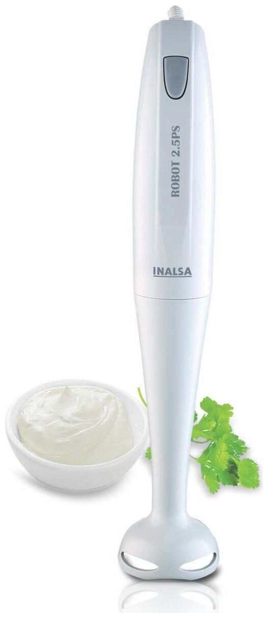 

Inalsa Robot 2 5PS 250-Watt Hand Blender With Low Noise DC Motor Detachable Stem and Multipurpose Stainless Steel Blade